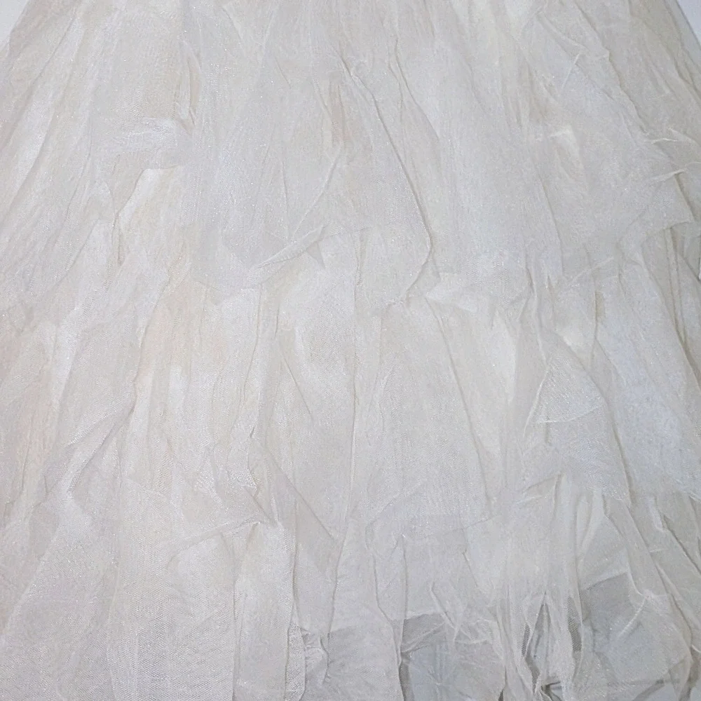 Think Pink Boutique Girls Ivory Lace Tulle Tiered‎ Flower Girl Dress Size 8 NWT
